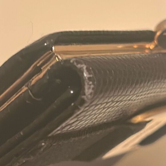 Salvatore Ferragamo Vara Bow Compact Wallet Black Grain Leather Preppy Old Money - Picture 13 of 14